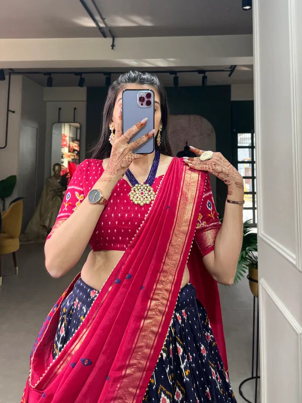 Navy Blue Traditional Wear Navy Blue Color Lehenga Choli With Pretty Dupatta