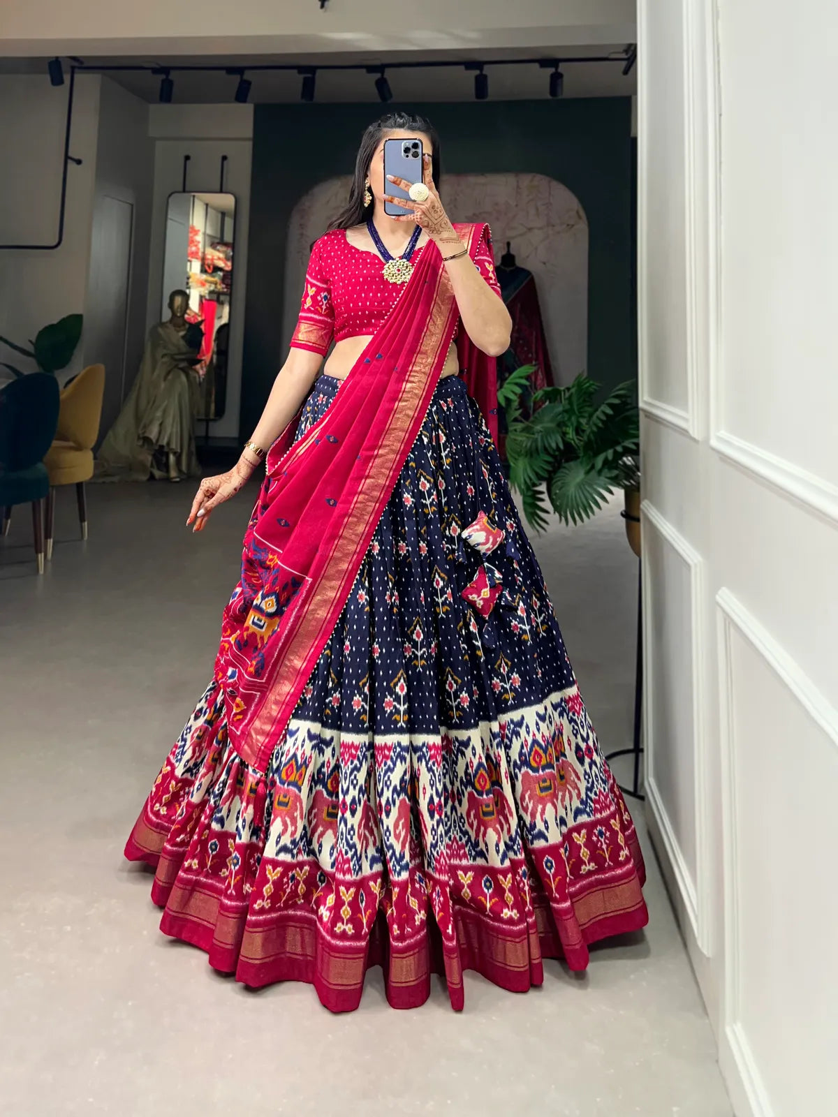 Navy Blue Traditional Wear Navy Blue Color Lehenga Choli With Pretty Dupatta