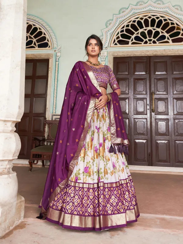 Wine Patola Print Traditional Lehenga Choli (Flower Wine)