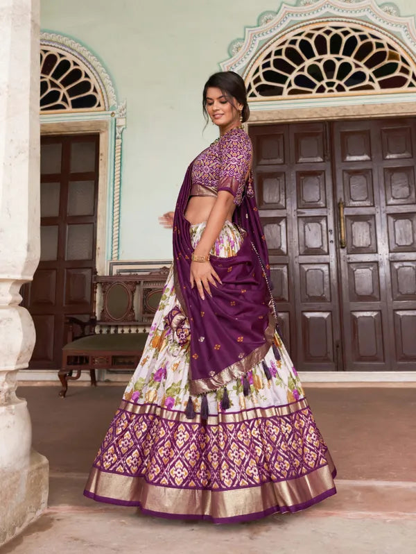 Wine Patola Print Traditional Lehenga Choli (Flower Wine)