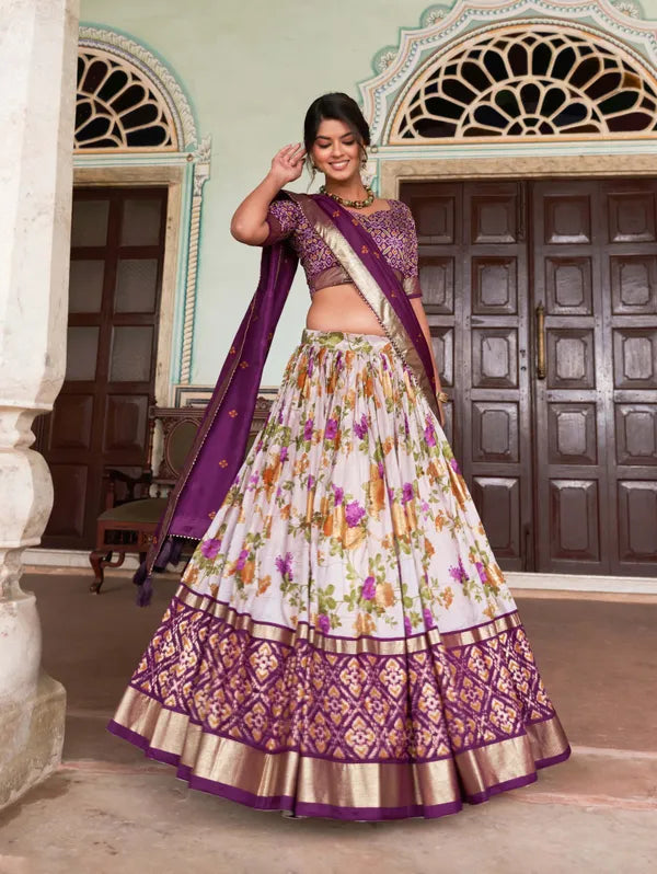 Wine Patola Print Traditional Lehenga Choli (Flower Wine)