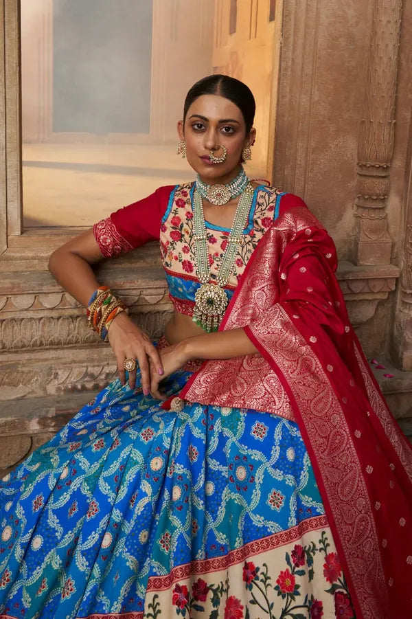 Firoji Dola Silk Lehenga Choli With Heavy Embroidery On Dupatta