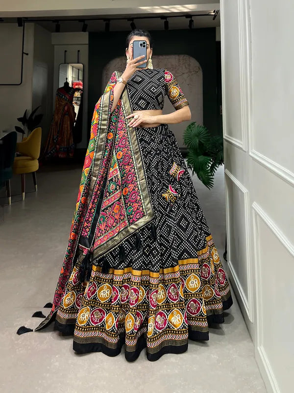 Black Navratri Special Black Color Patola Print Lehenga Choli