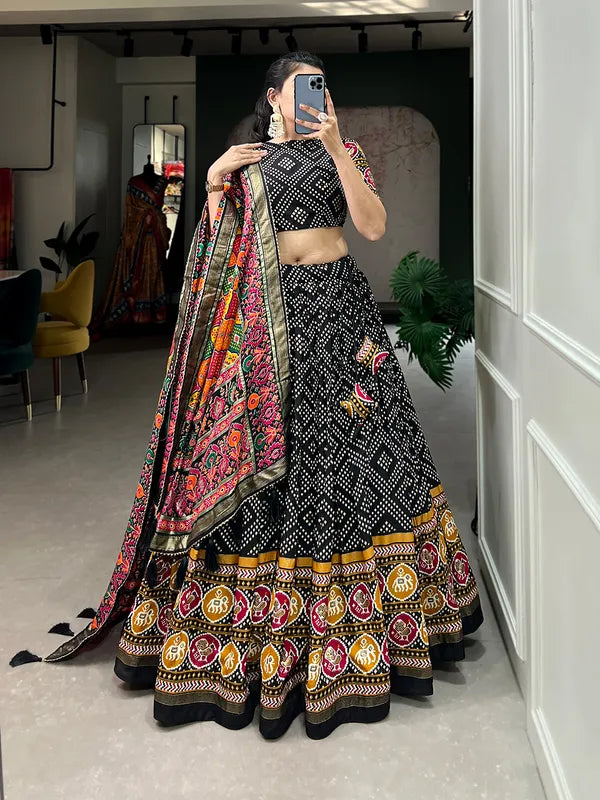 Black Navratri Special Black Color Patola Print Lehenga Choli