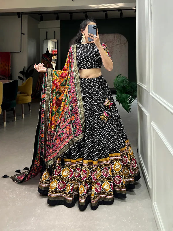 Black Navratri Special Black Color Patola Print Lehenga Choli