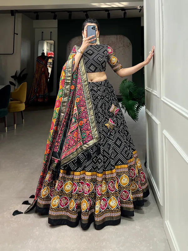 Black Navratri Special Black Color Patola Print Lehenga Choli