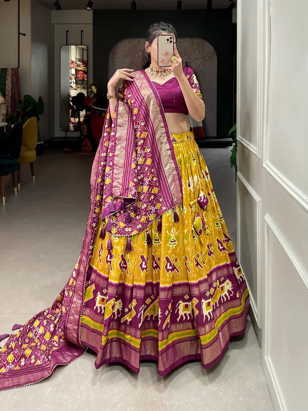 Yellow Dola Silk Patola Print Traditional Lehenga Choli