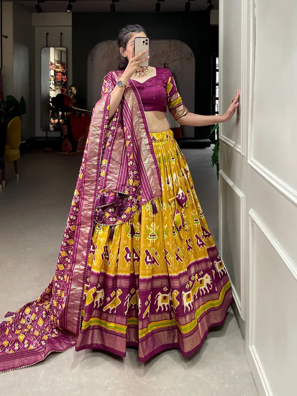 Yellow Dola Silk Patola Print Traditional Lehenga Choli