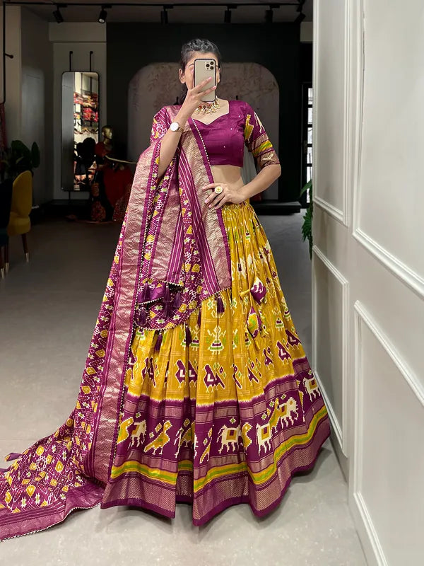 Yellow Dola Silk Patola Print Traditional Lehenga Choli