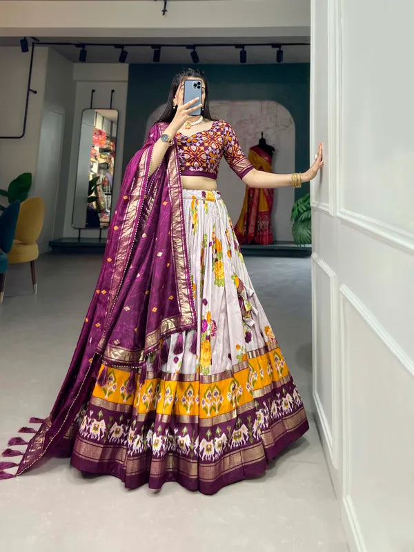 Wine Navratri Special Wine Color Patola Print Lehenga Choli
