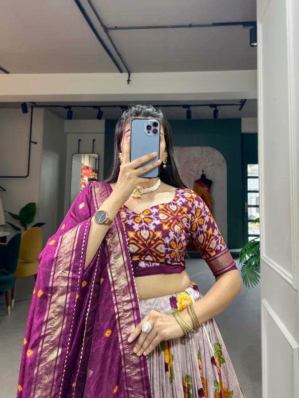 Wine Navratri Special Wine Color Patola Print Lehenga Choli