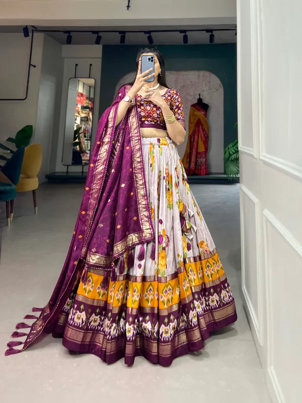 Wine Navratri Special Wine Color Patola Print Lehenga Choli