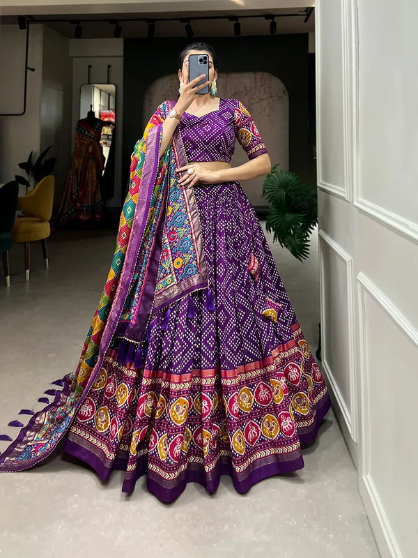 Purple Navratri Special Purple Color Patola Print Lehenga Choli
