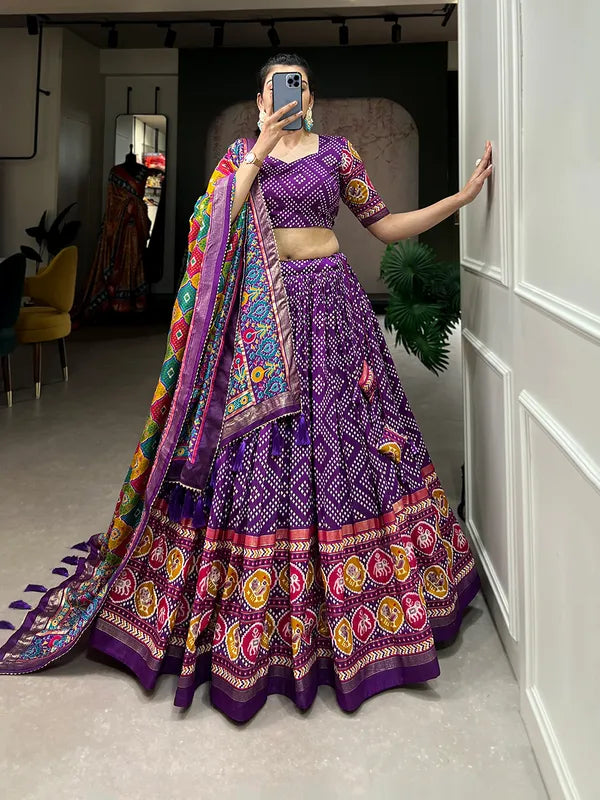 Purple Navratri Special Purple Color Patola Print Lehenga Choli