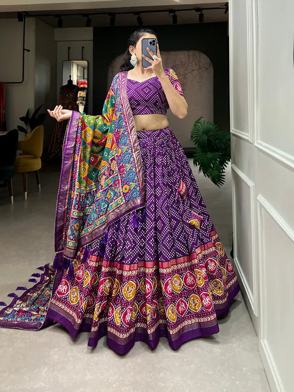 Purple Navratri Special Purple Color Patola Print Lehenga Choli
