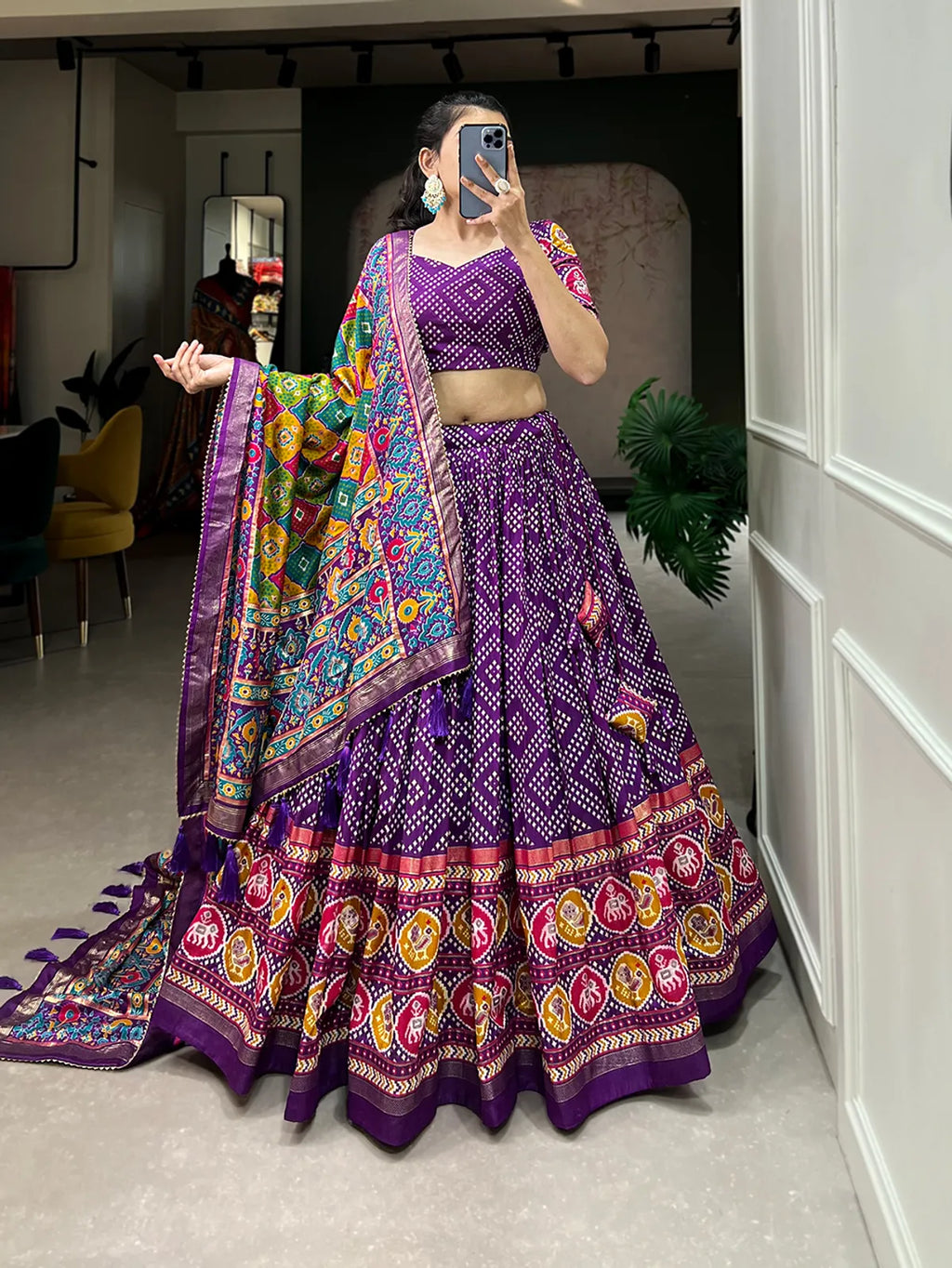 Purple Navratri Special Purple Color Patola Print Lehenga Choli