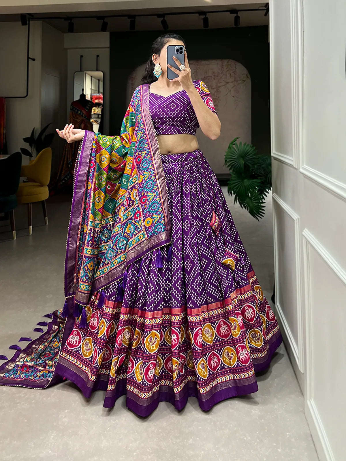 Purple Navratri Special Purple Color Patola Print Lehenga Choli