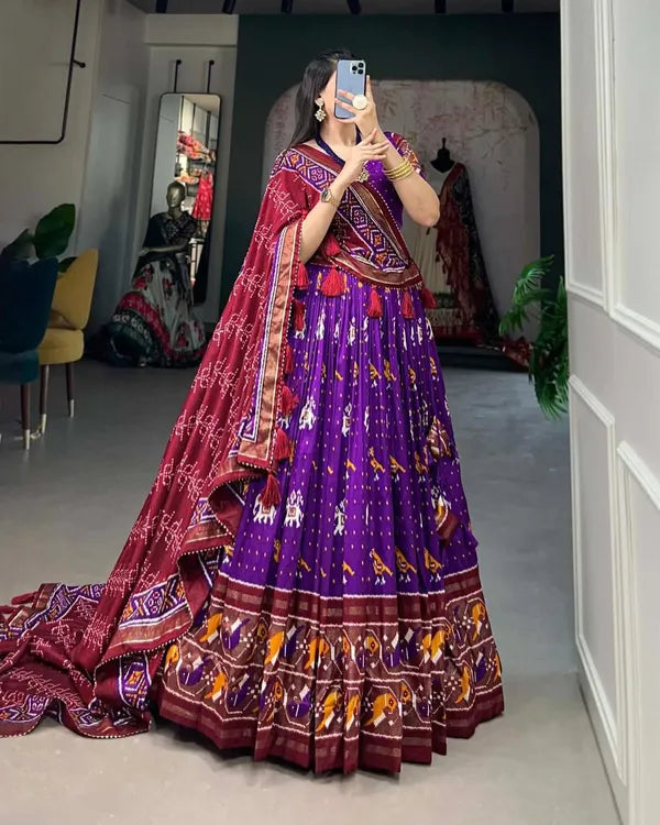 Blue Patola Print Traditional Lehenga Choli