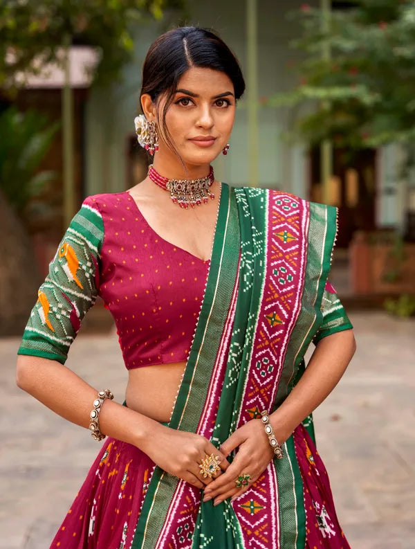 Red Designer Patola Print Traditional Lehenga Choli