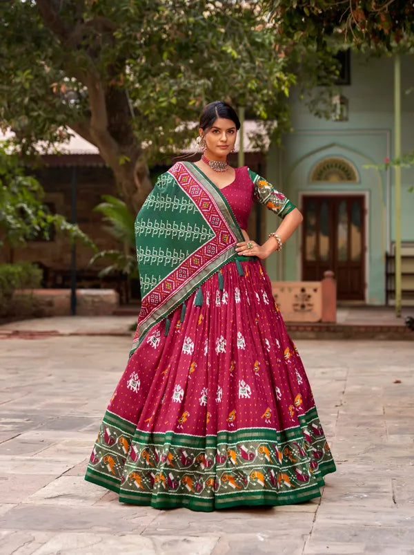 Red Designer Patola Print Traditional Lehenga Choli