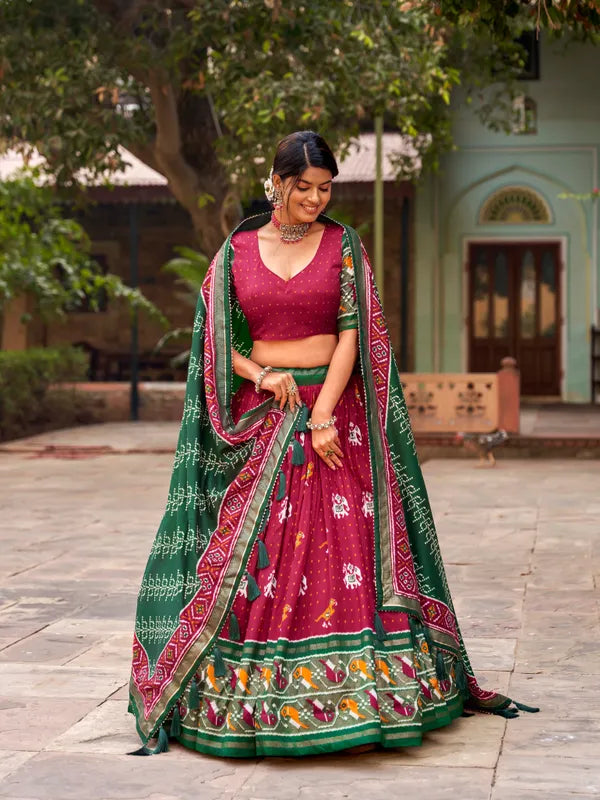 Red Designer Patola Print Traditional Lehenga Choli