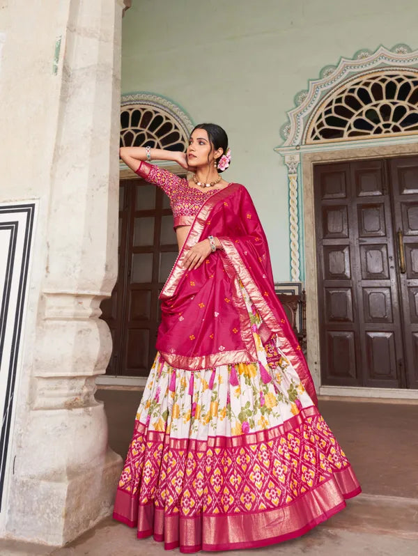 Pink Patola Print Traditional Lehenga Choli (Flower Pink)