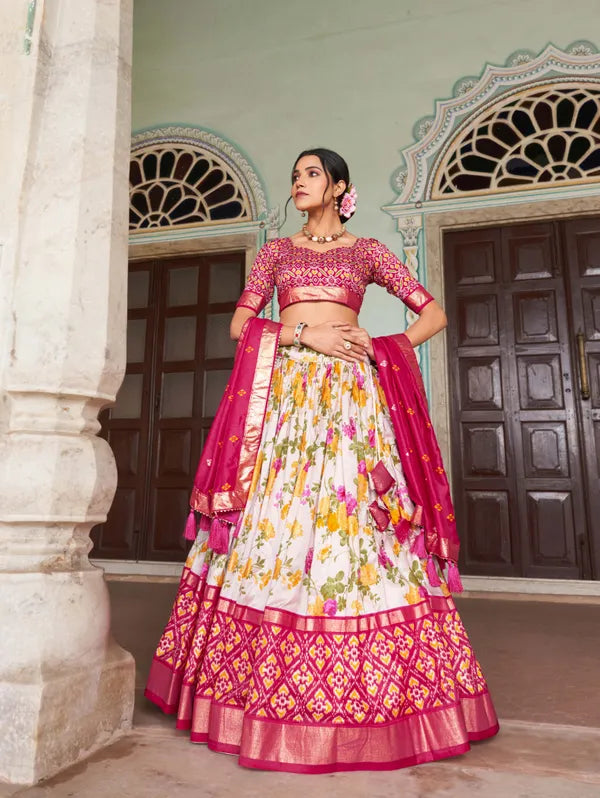 Pink Patola Print Traditional Lehenga Choli (Flower Pink)