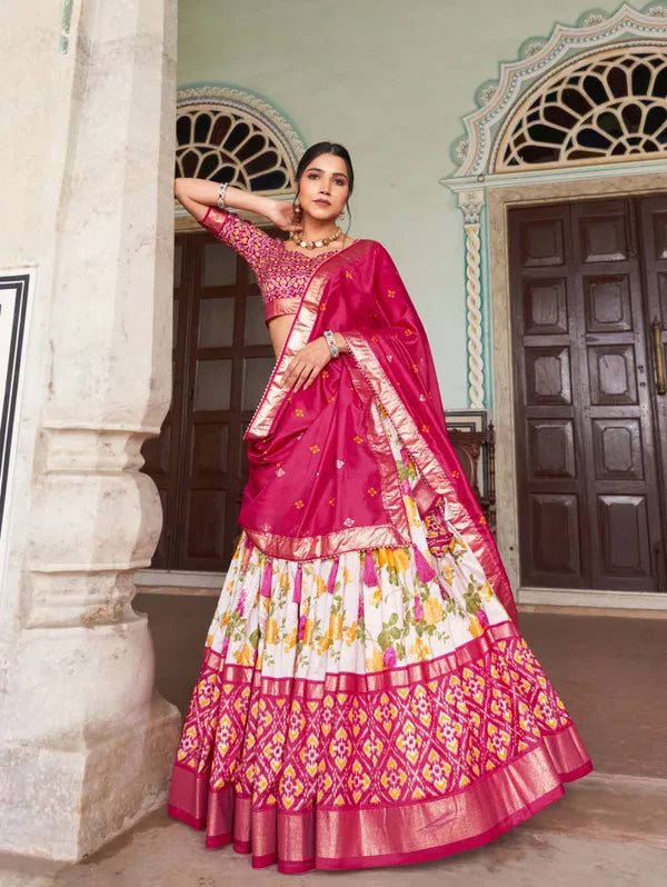 Pink Patola Print Traditional Lehenga Choli (Flower Pink)