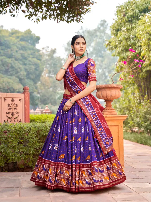 Blue Designer Patola Print Traditional Lehenga Choli