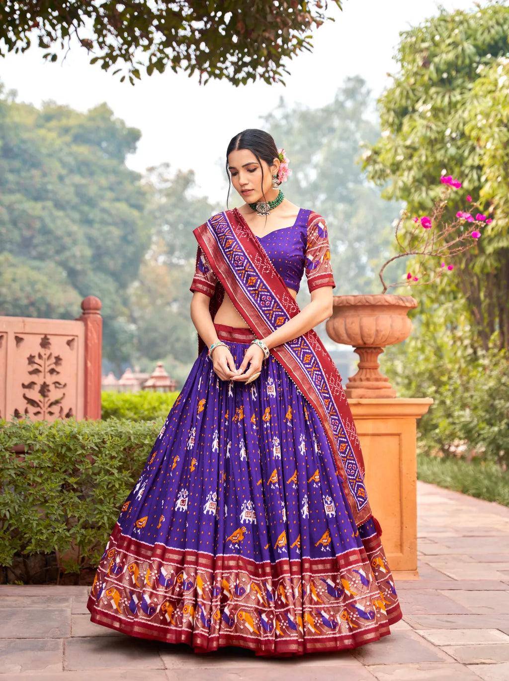 Blue Designer Patola Print Traditional Lehenga Choli