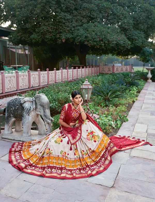 Red Navratri Special Red Color Patola Print Lehenga Choli