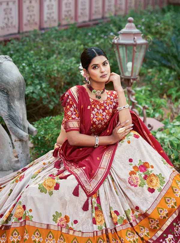 Red Navratri Special Red Color Patola Print Lehenga Choli