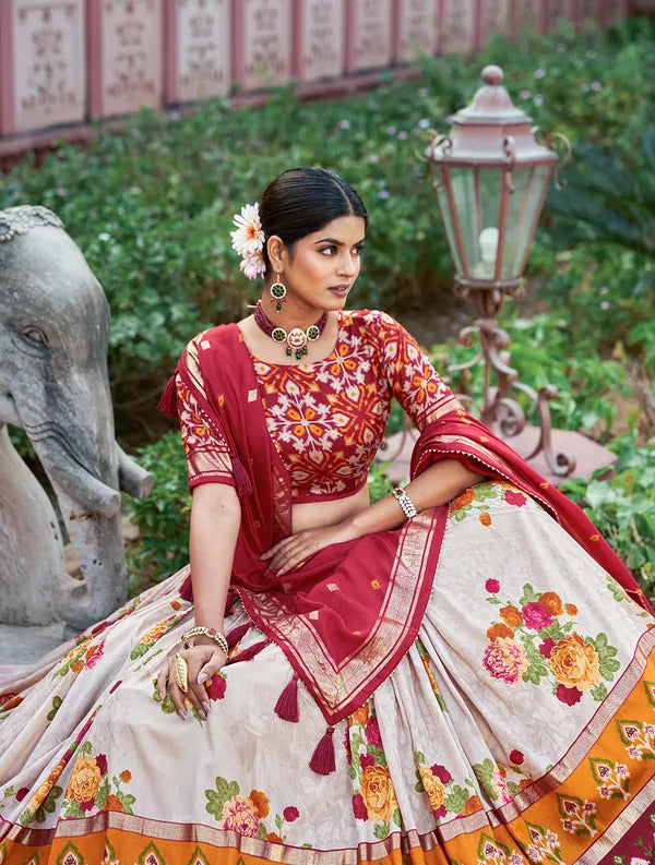 Red Navratri Special Red Color Patola Print Lehenga Choli