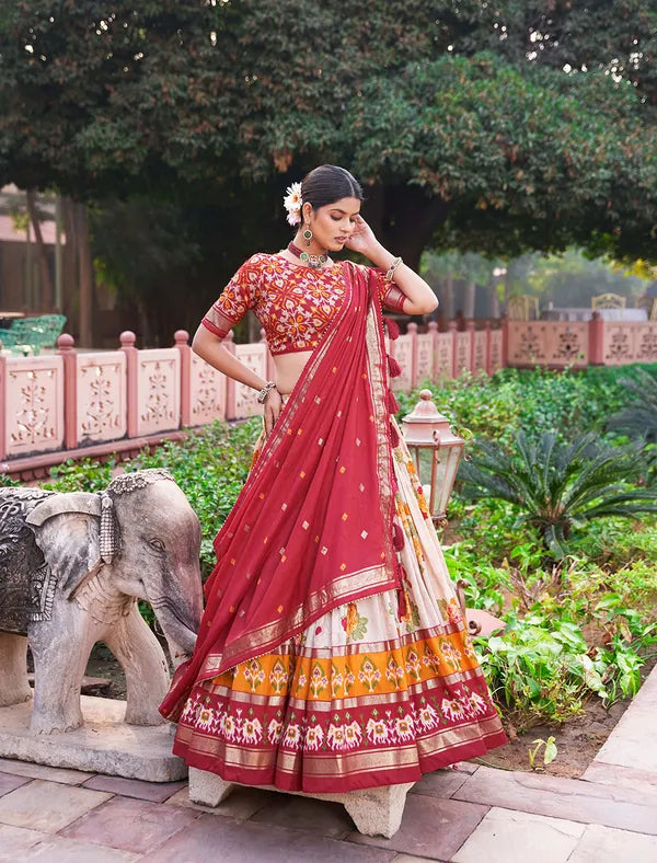 Red Navratri Special Red Color Patola Print Lehenga Choli