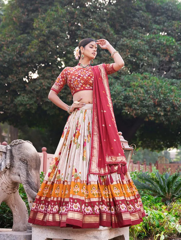 Red Navratri Special Red Color Patola Print Lehenga Choli