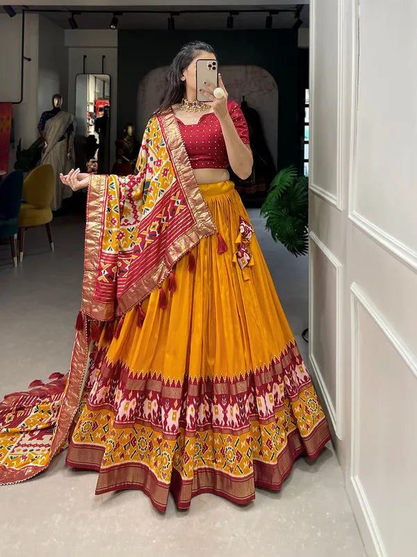 Mustard Dola Silk Patola Printtraditional Lehenga Choli